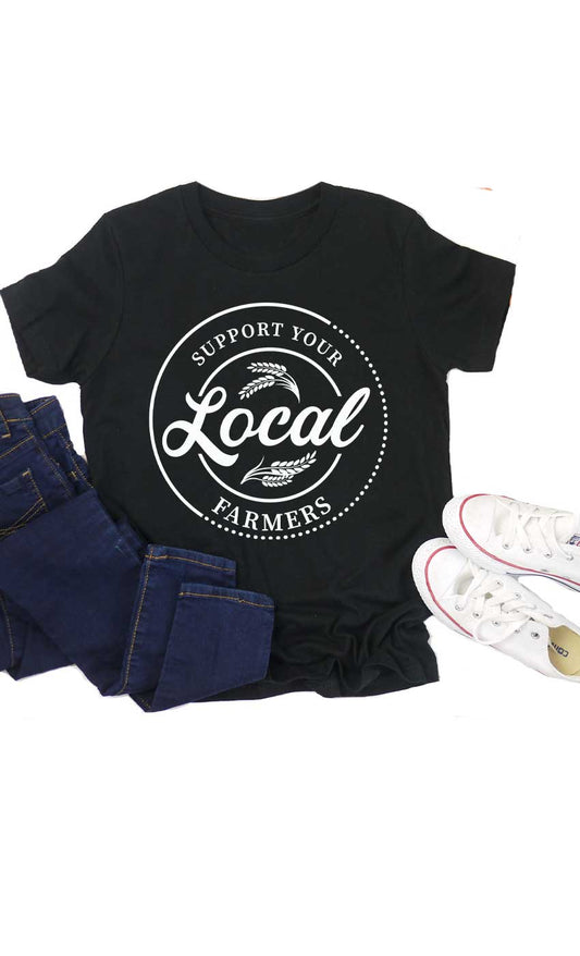Support Your Local Farmers Graphic Kids Tee