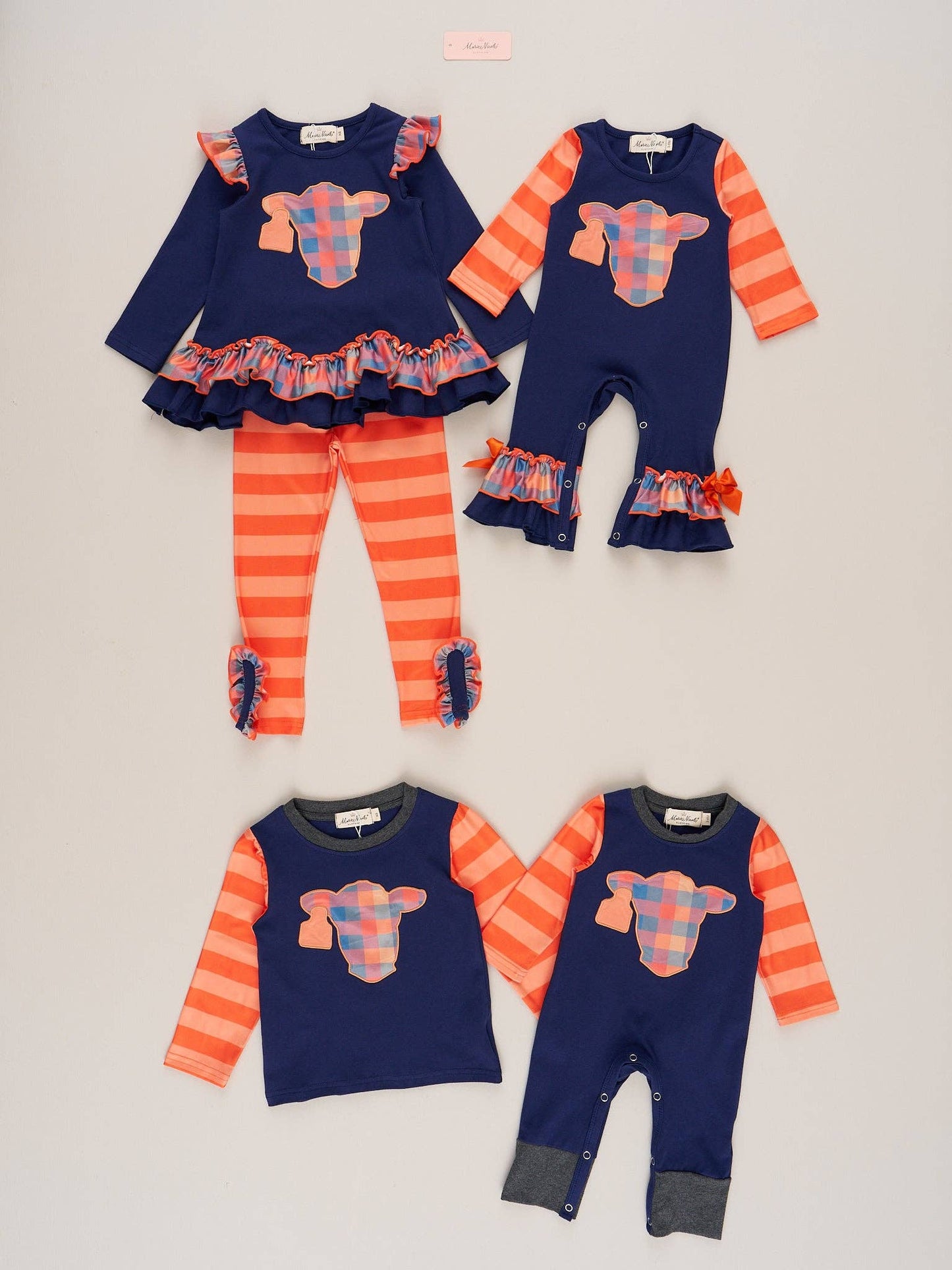 Plaid Pastures Cow Embroidered Ruffle Romper