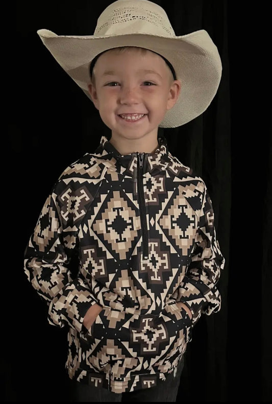 Tan and Brown 3/4 Zip Up