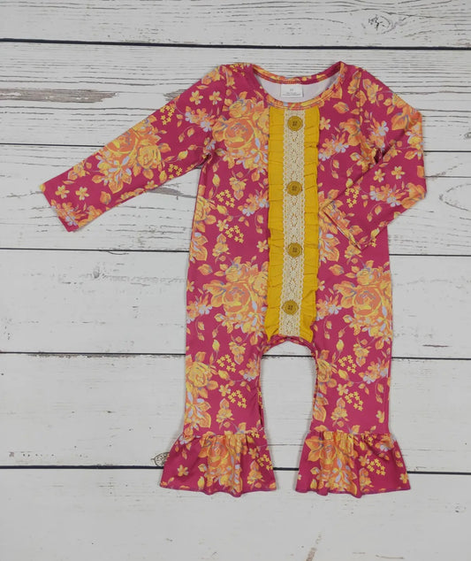 Pink Flowered Baby Romper