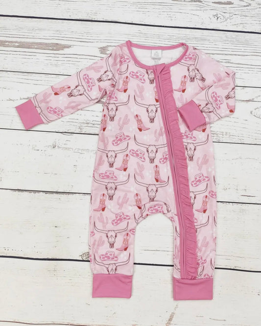 Pink Western Romper
