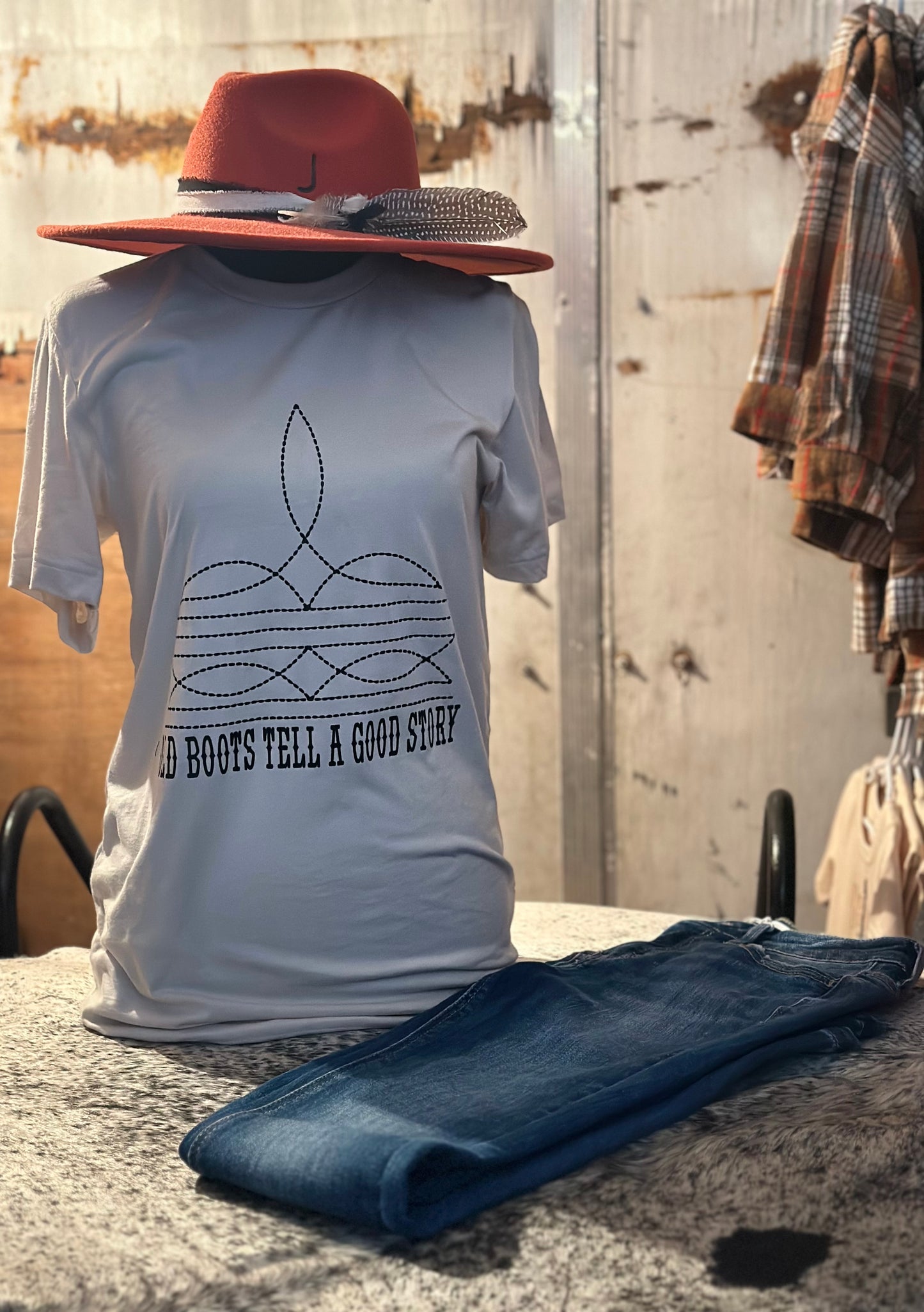 Boots Tell A Good Story Tee Shirt
