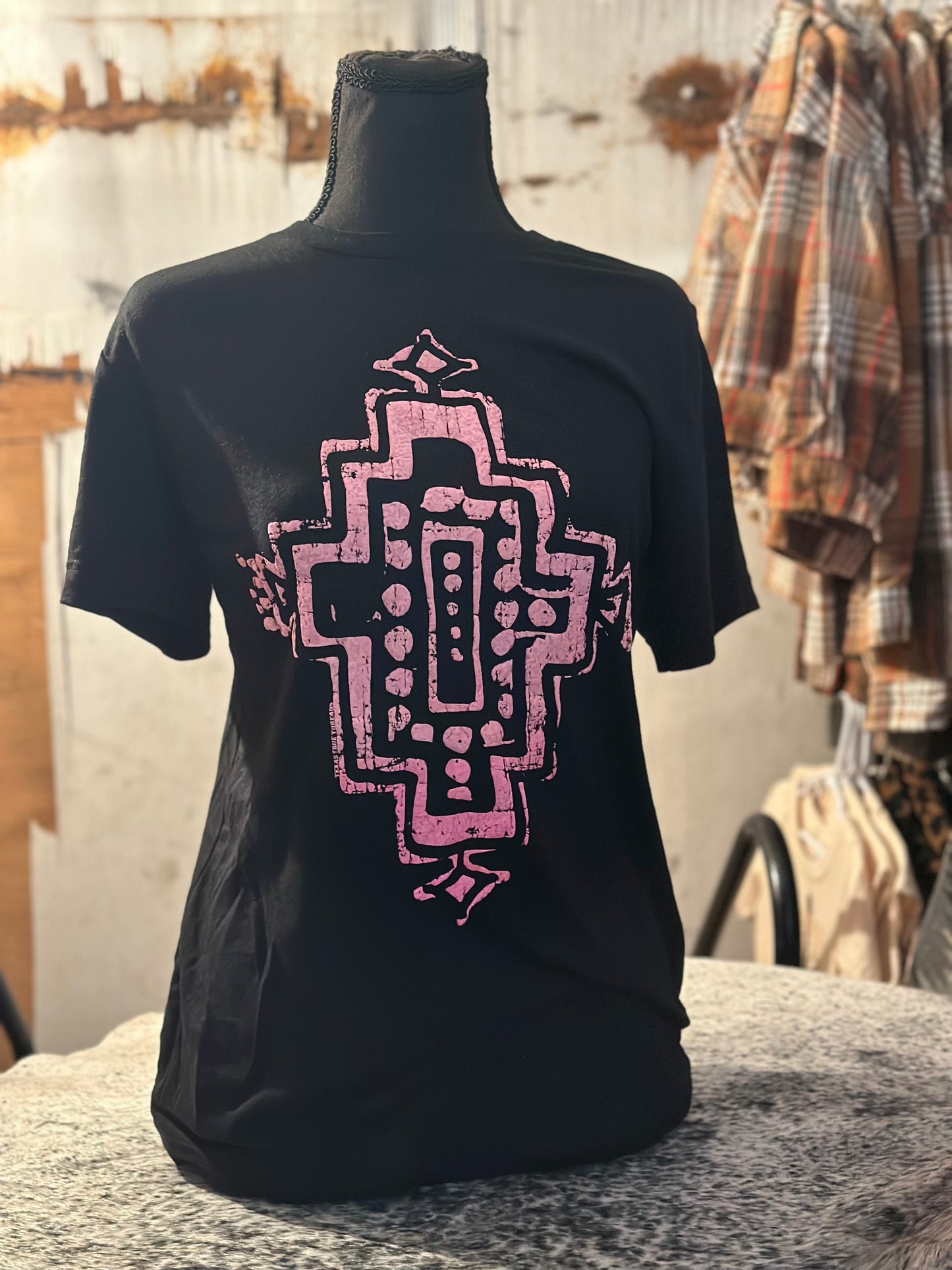 Black and Pink Cross Tee Shirt