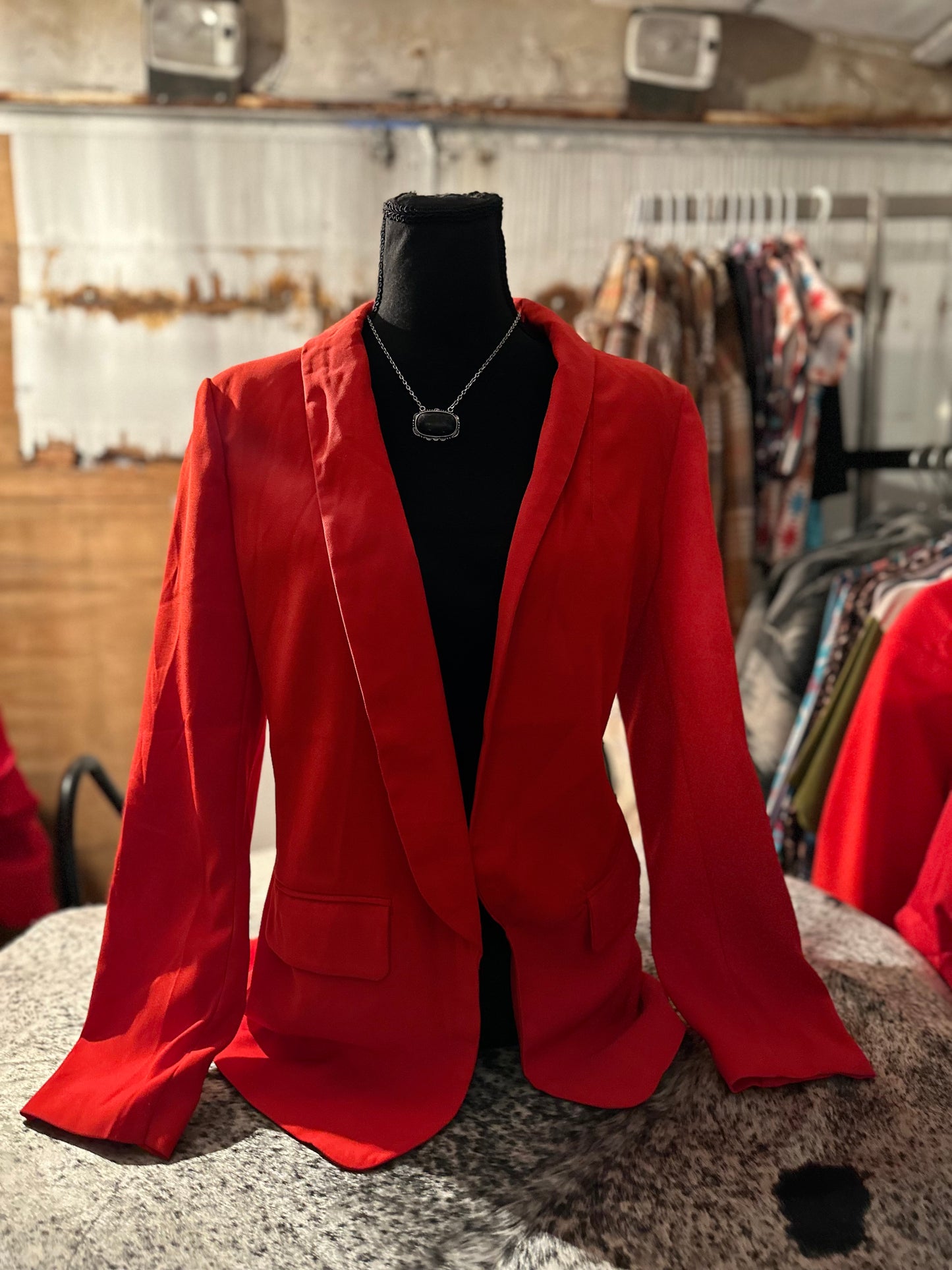 Red Long-Sleeve Blazer