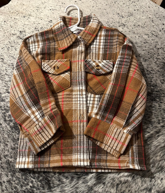 Boys Tan and Brown Flannel