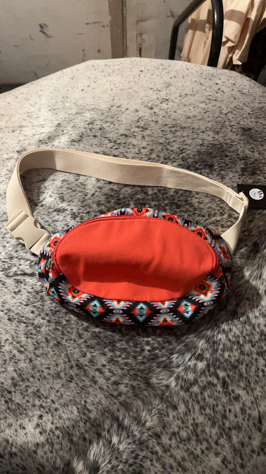 Coral Aztec Fanny Pack