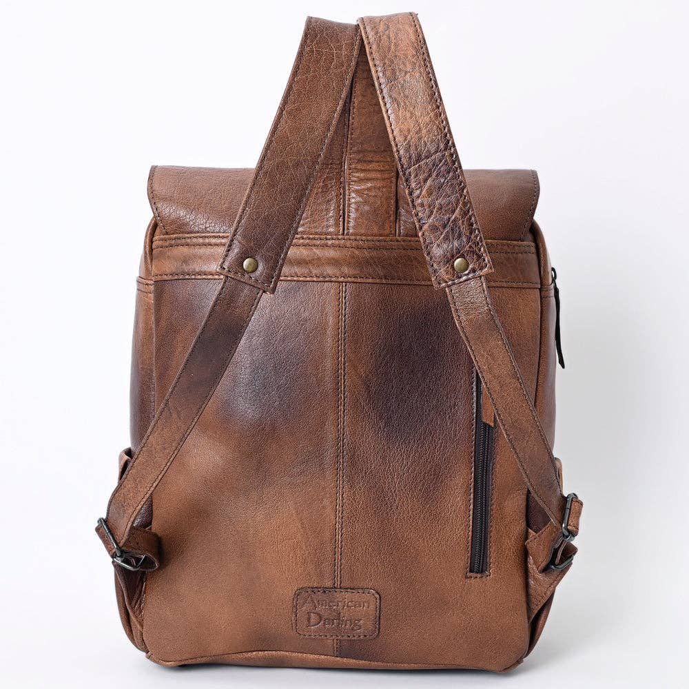 ADBG1165 Hand-Tooled Leather & Cowhide Backpack - American Darling Western Style