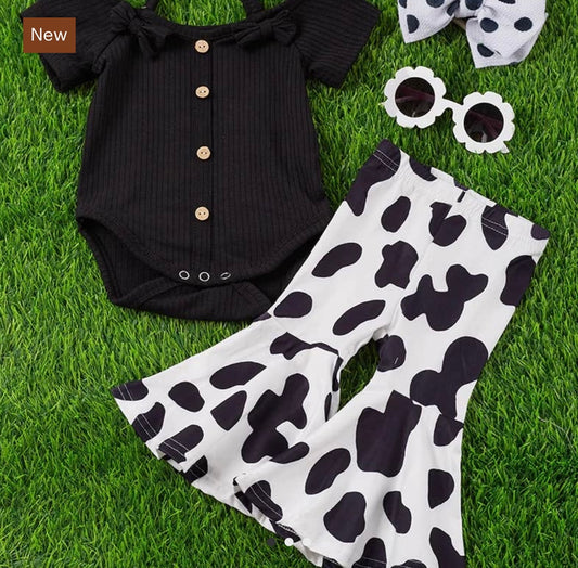 Baby Girl bell bottom cow print outfit