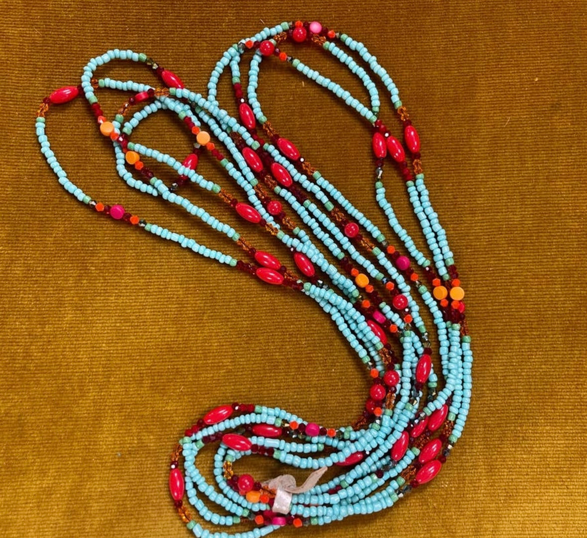 Long Multicolored Glass Bead Necklace