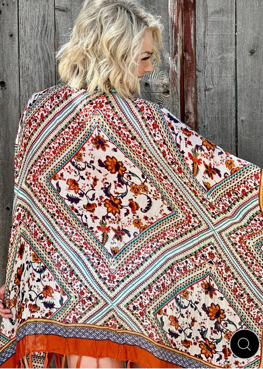 Tally Rust Floral Kimono