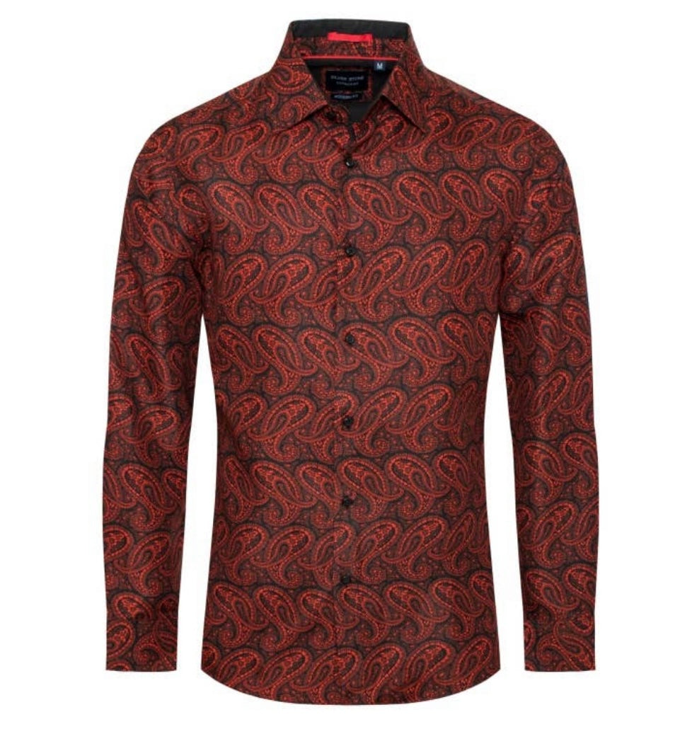 Men's Red Paisley Button Shirt