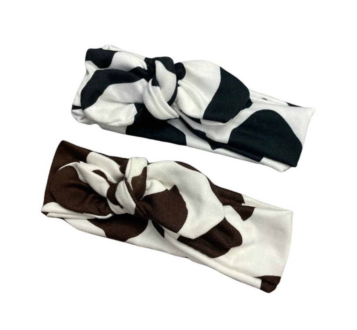 Cow Print Knot Bow Headband