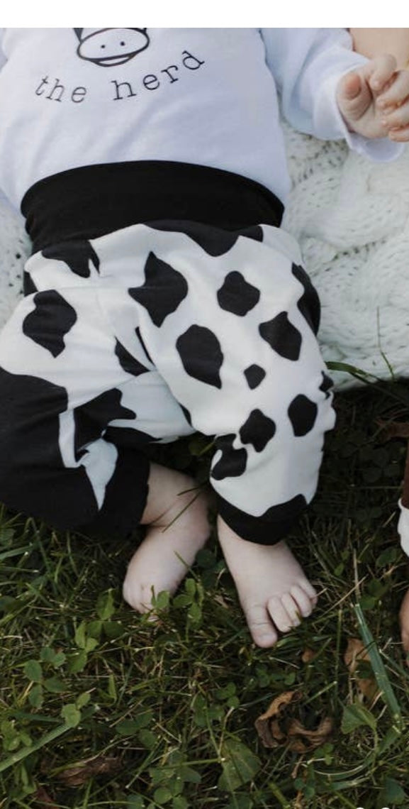 Black Cow Print Joggers