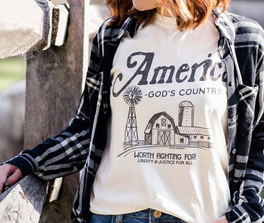 America God's County Tee in Ivory