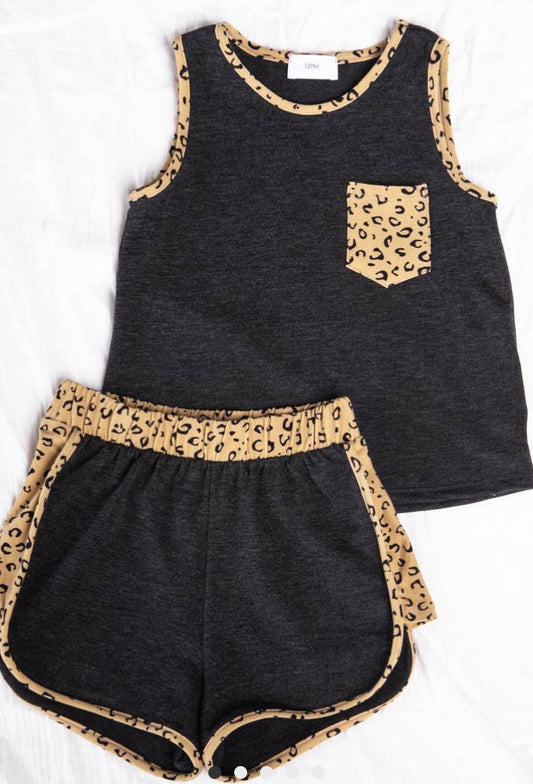 Girls Leopard Tank and Shorts Set