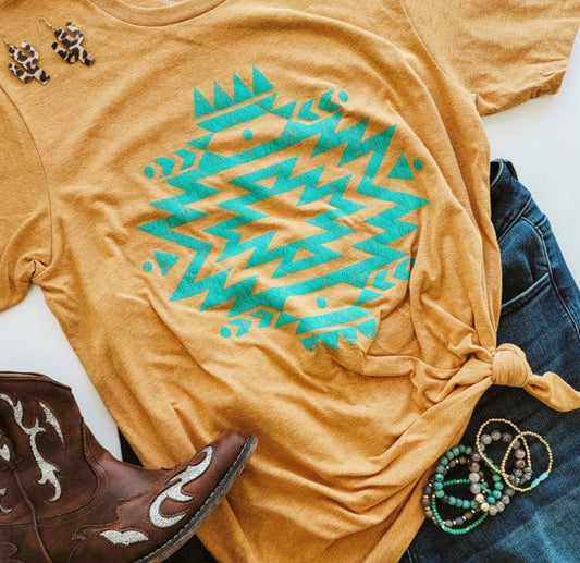 Aztec Turquoise Heather Autumn Tee