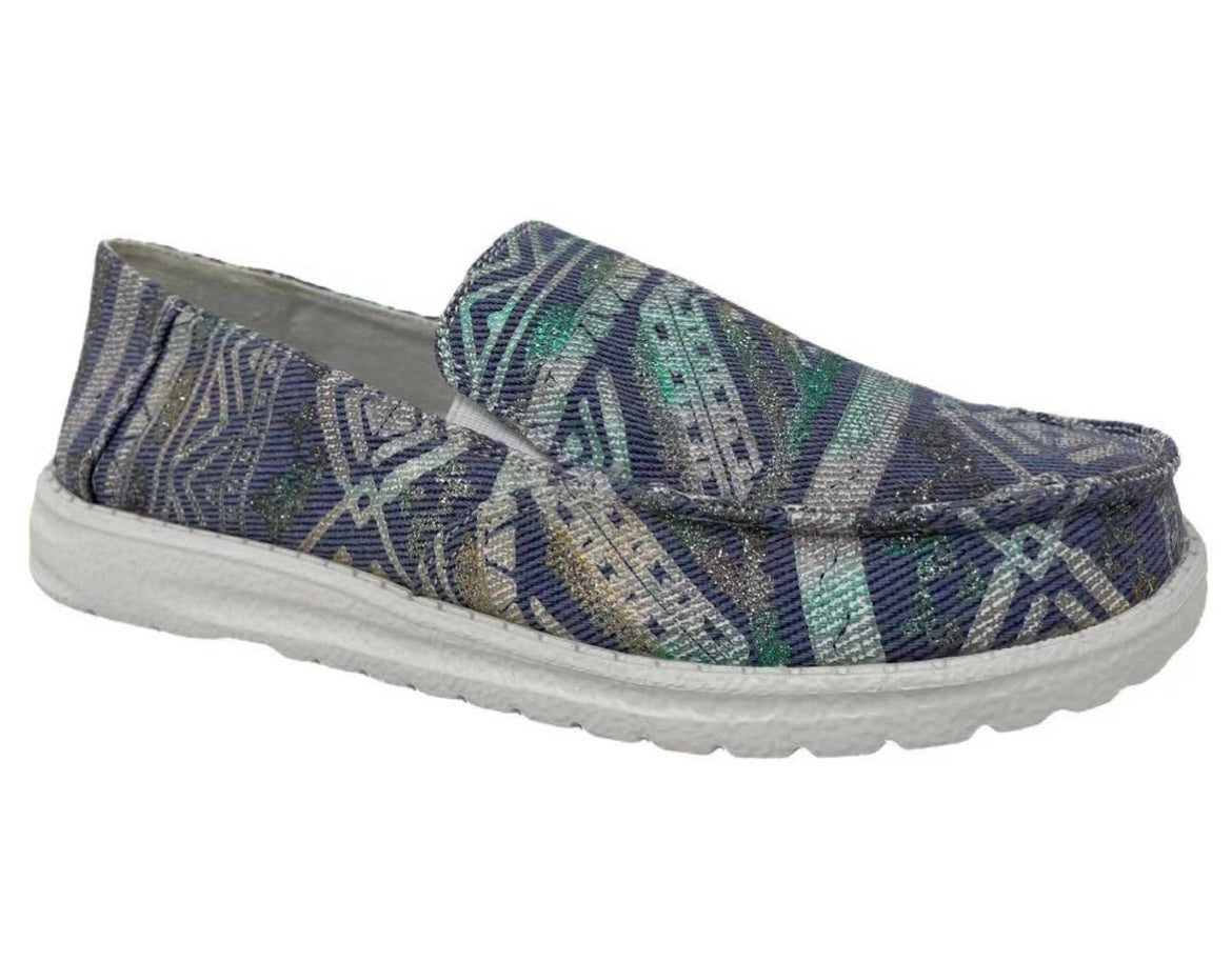 Gypsy Jazz Blue Aztec Slip On Shoe