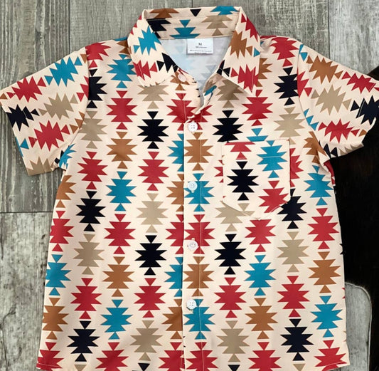 Little Cowboy Aztec Button Up