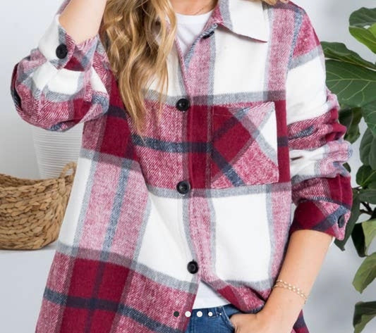 Maroon Plaid Shacket